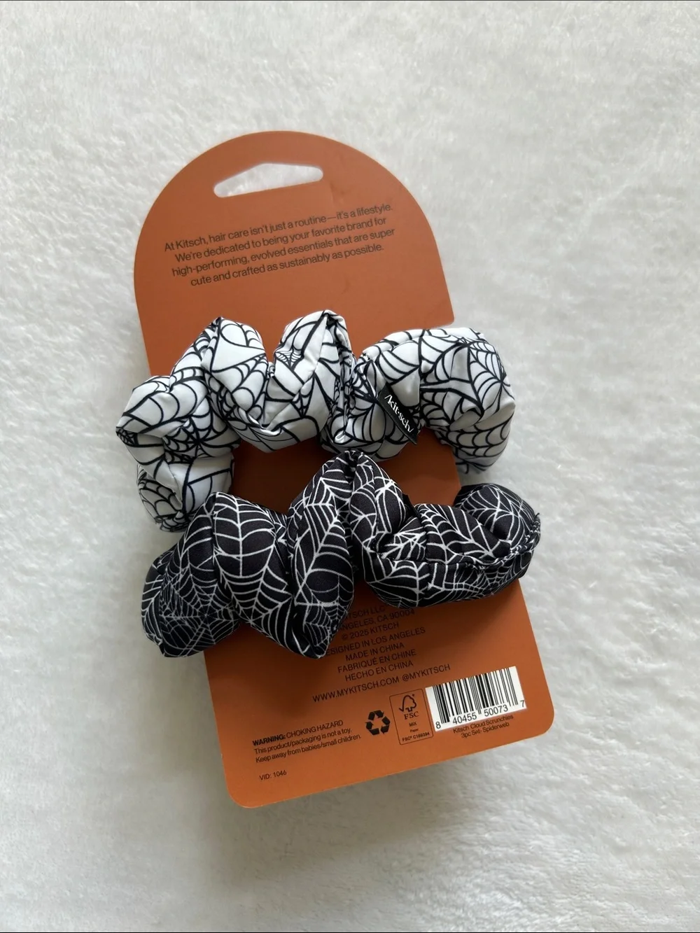 Kitsch Black & White Spiderweb Scrunchies